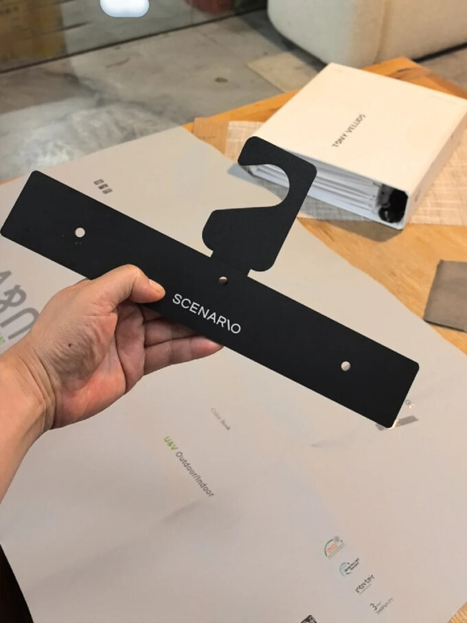 Heavy-duty upholstery fabric sample hooks for furniture textiles