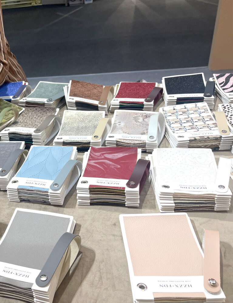 Assorted fabric swatch samples for interior design and curtain projects