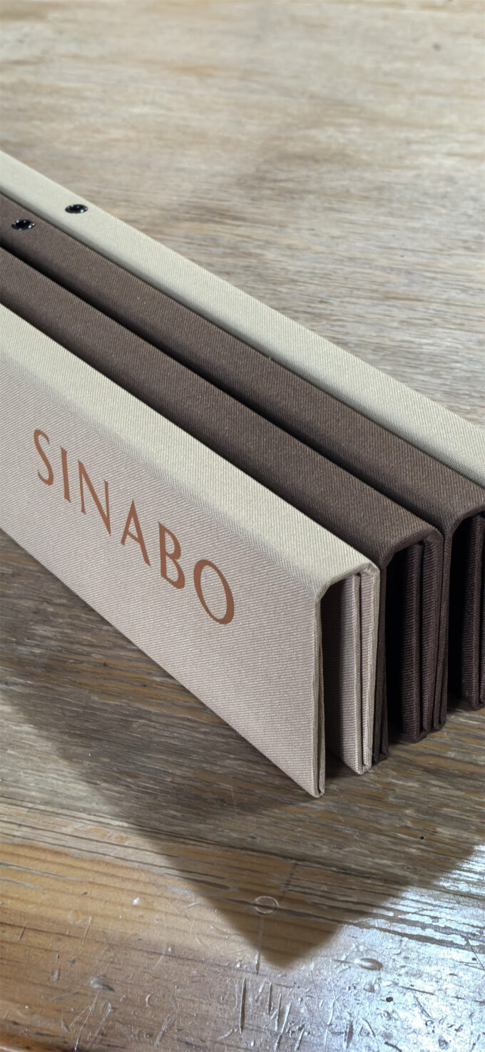 Fabric Wrapped Fabric Sample Hooks | Luxury Custom Textile Display Cards