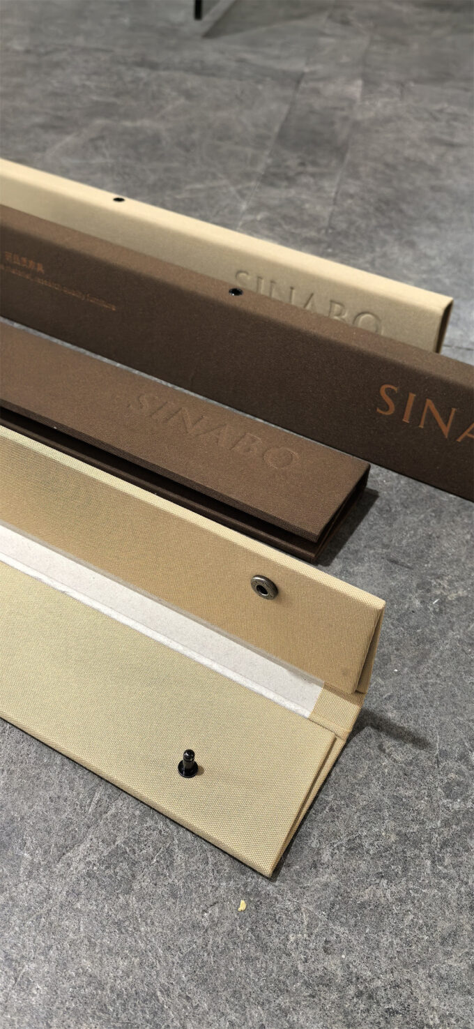 Fabric Wrapped Fabric Sample Hooks | Luxury Custom Textile Display Cards