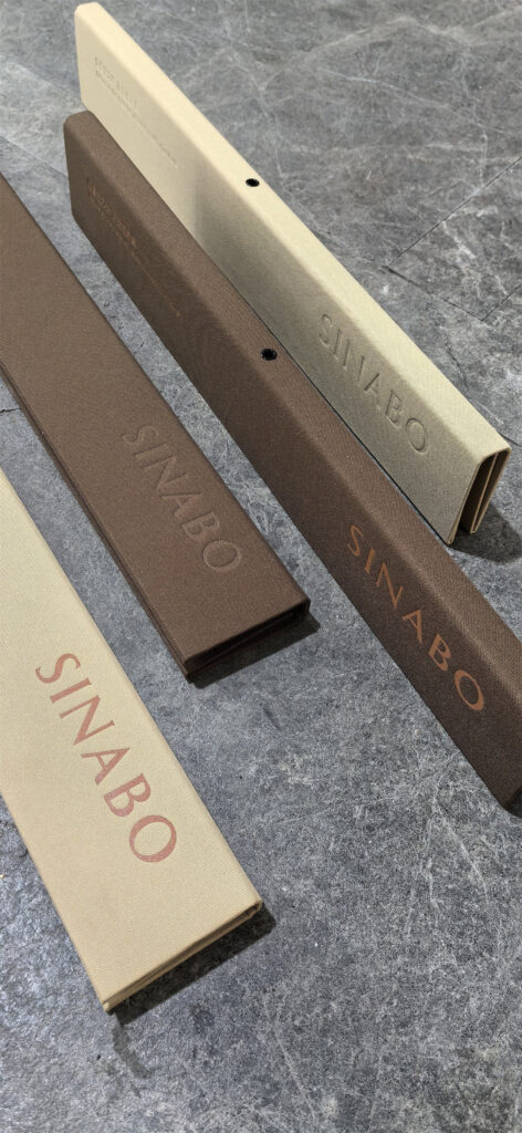 Fabric Wrapped Fabric Sample Hooks | Luxury Custom Textile Display Cards