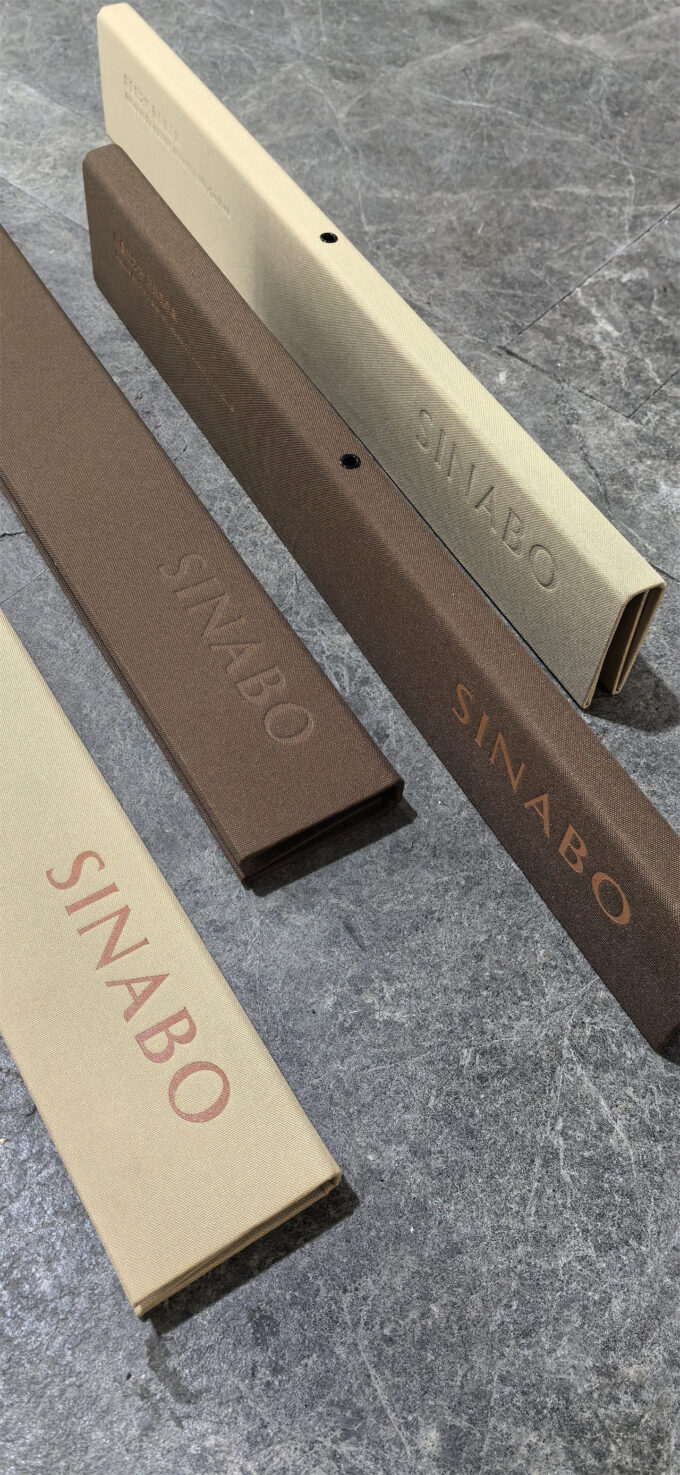 Fabric Wrapped Fabric Sample Hooks | Luxury Custom Textile Display Cards