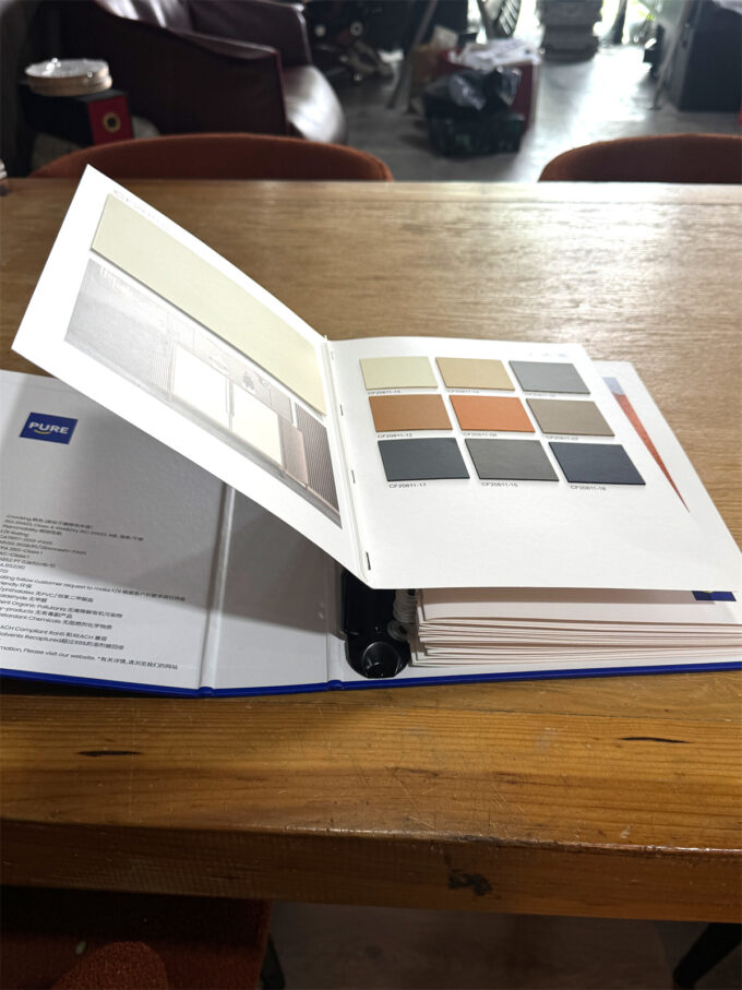 custom binder style upholstery fabric color cards