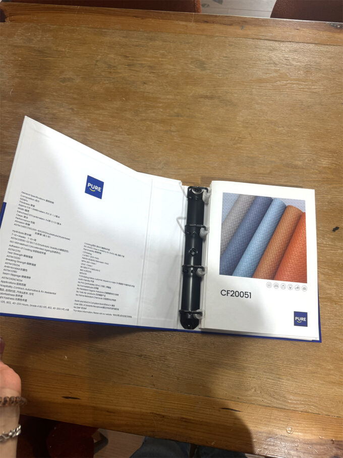 custom binder style upholstery fabric color cards