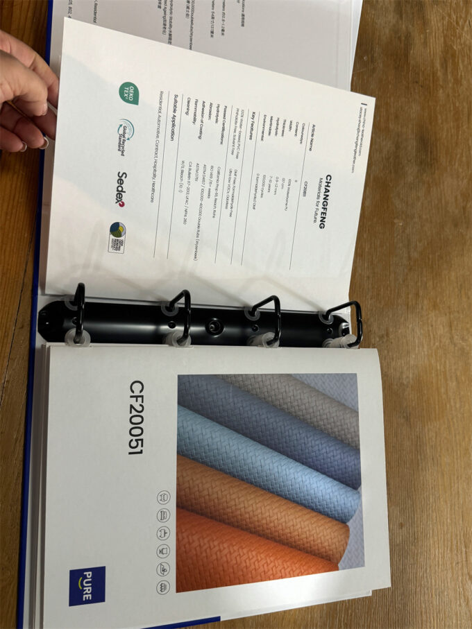 custom binder style upholstery fabric color cards