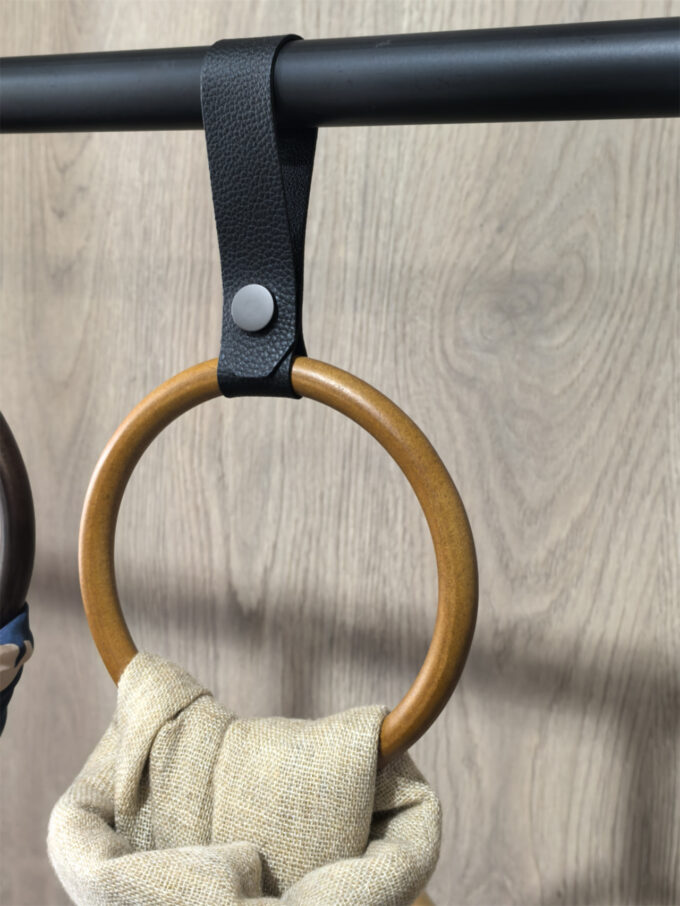 Leather Wood Scarf Display Loops for Scarf Packaging & Fabric Display